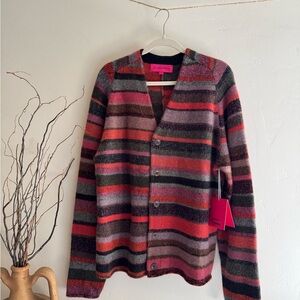 NWT The Elder Statesman Vibrant Striped Cashmere Cardigan